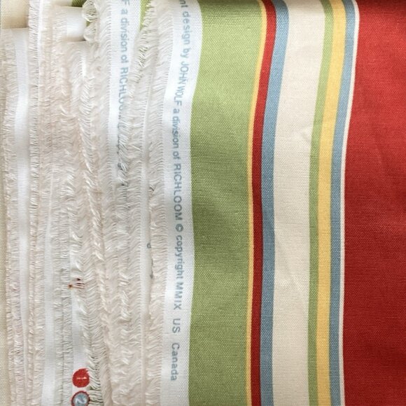 VTG Upholstery Fabric JOHN WOLF Richloom Fabrics Beachy Coastal Stripe BIG REM - Picture 5 of 10